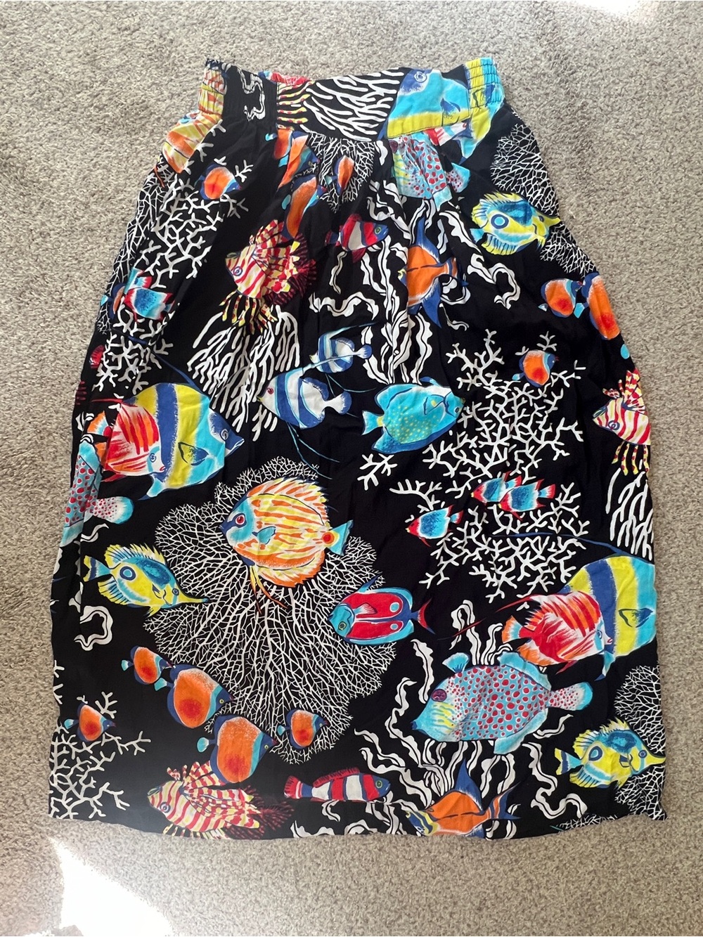 Vintage Tropical Fish Rayon Skirt Size 11